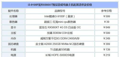 最新电脑配置清单及价格分析（挑选最适合你的最新电脑配置）