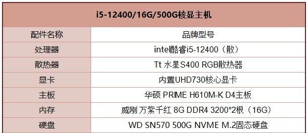 如何选择适合你的电脑主机配置（一份详细的主机配置清单及价格分析）