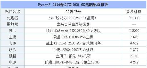 台式电脑主机配置清单及价格解析（打造高性能台式电脑的最佳选择及性价比分析）